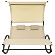 vidaXL Steel Double Sun Lounger in Cream