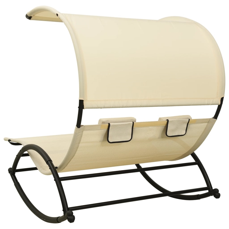 vidaXL Steel Double Sun Lounger in Cream