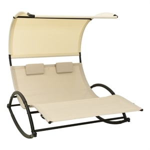 vidaXL Steel Double Sun Lounger in Cream
