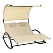 vidaXL Steel Double Sun Lounger in Cream