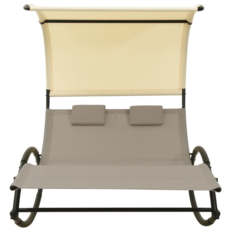 vidaXL Steel Sun Lounger in Cream and Taupe