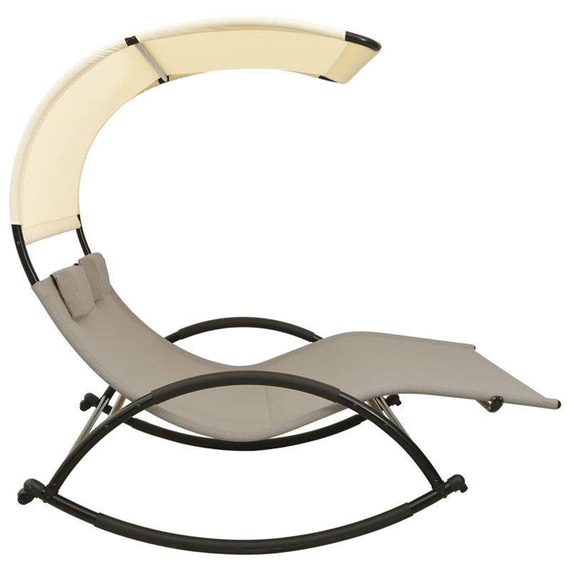 vidaXL Steel Sun Lounger in Cream and Taupe