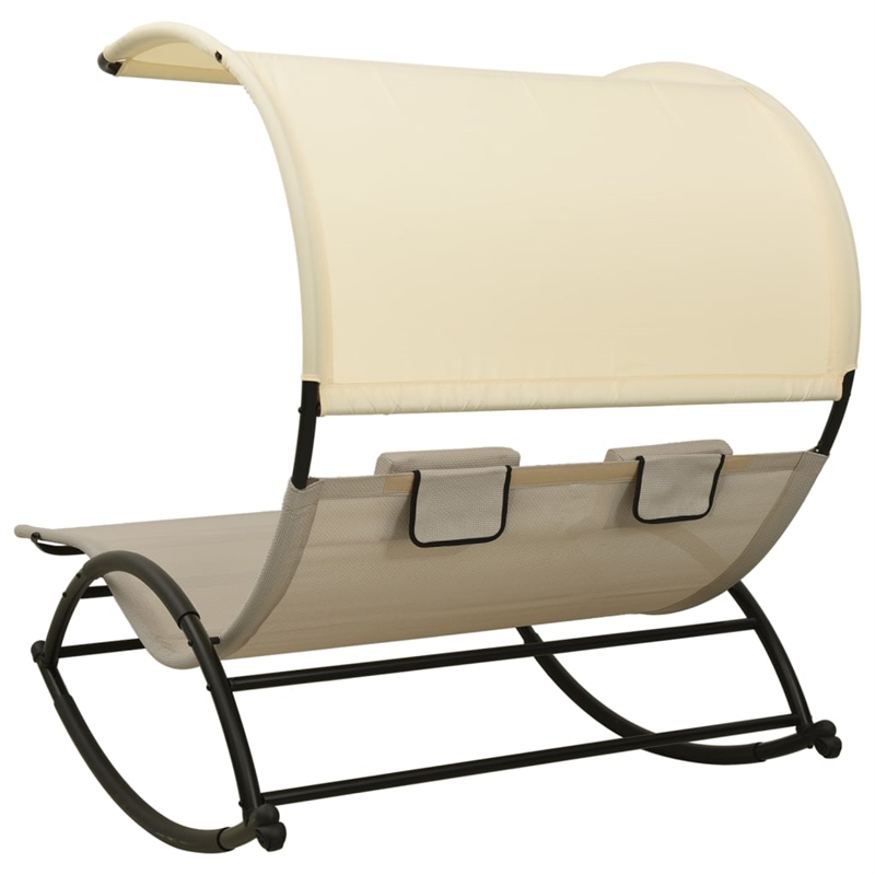 vidaXL Steel Sun Lounger in Cream and Taupe
