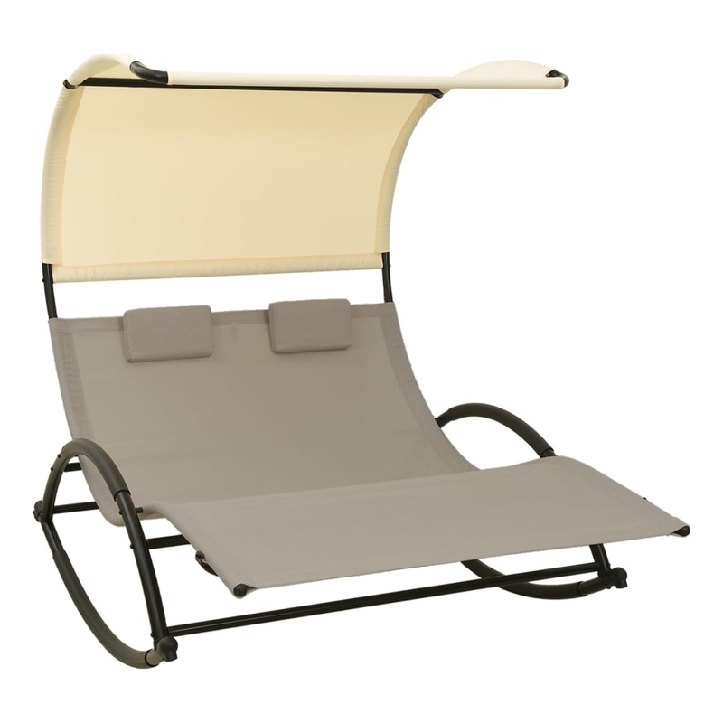 vidaXL Steel Sun Lounger in Cream and Taupe