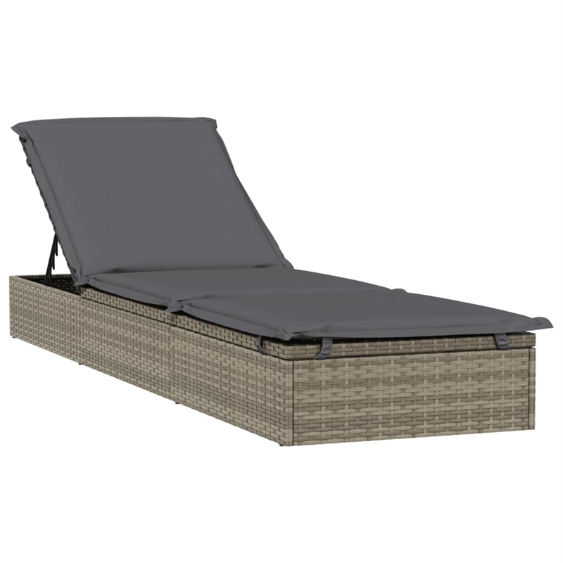 vidaXL PE Rattan Sunbed in Gray (Set of 3)