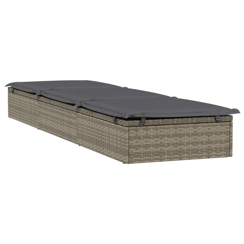 vidaXL PE Rattan Sunbed in Gray (Set of 3)