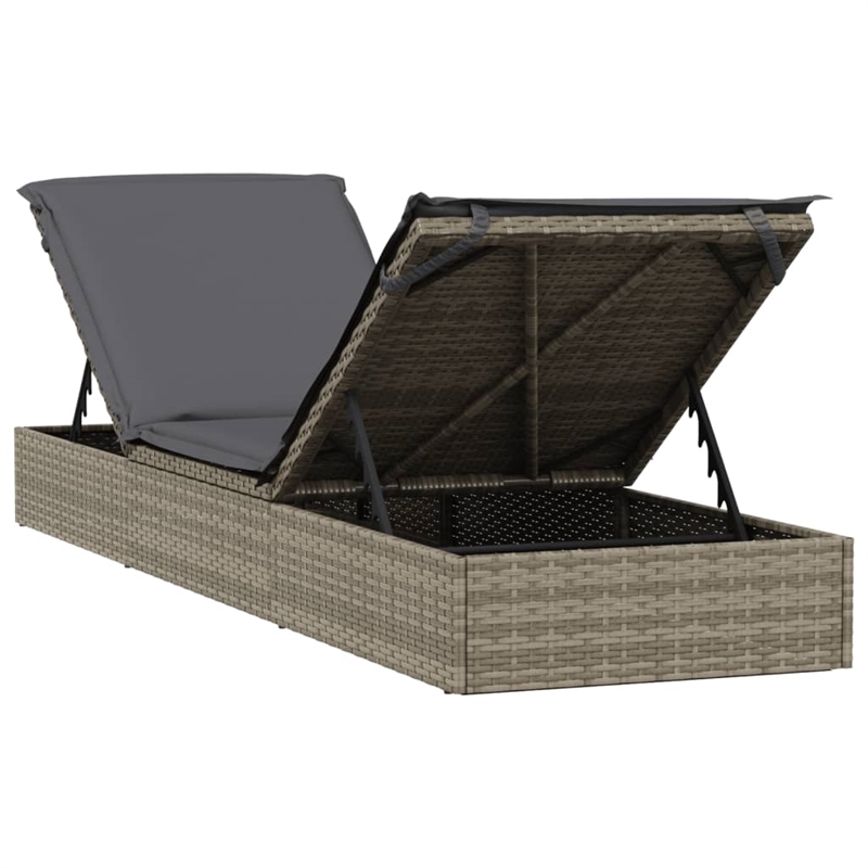vidaXL PE Rattan Sunbed in Gray (Set of 3)