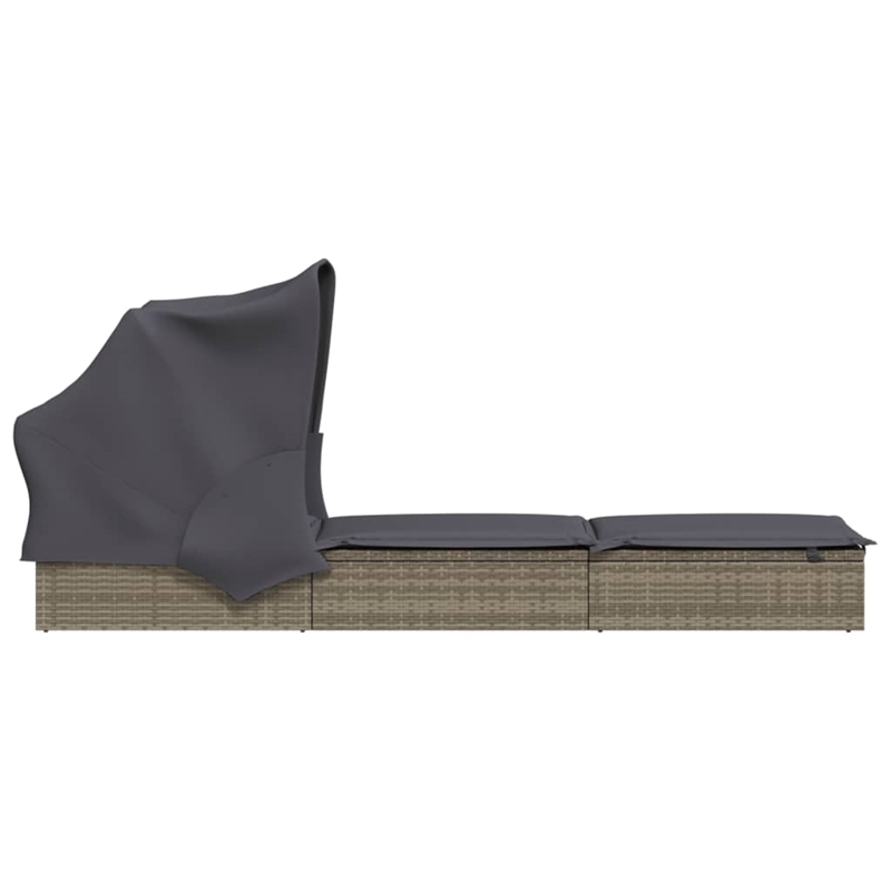 vidaXL PE Rattan Sunbed in Gray
