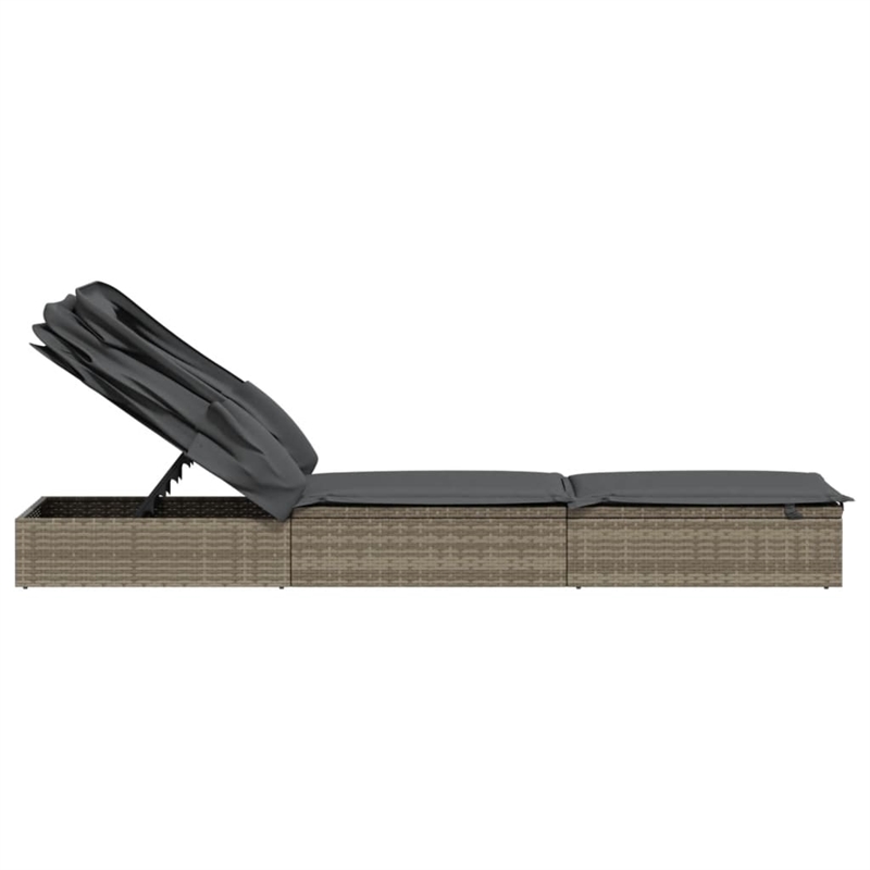 vidaXL PE Rattan Sunbed in Gray