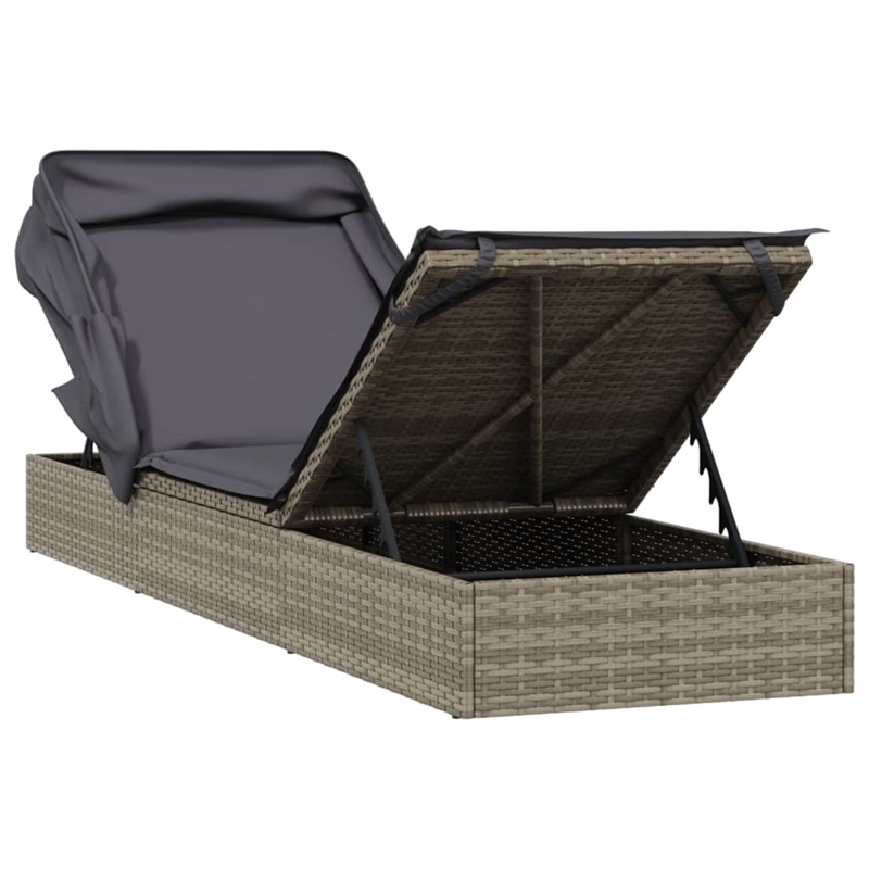 vidaXL PE Rattan Sunbed in Gray