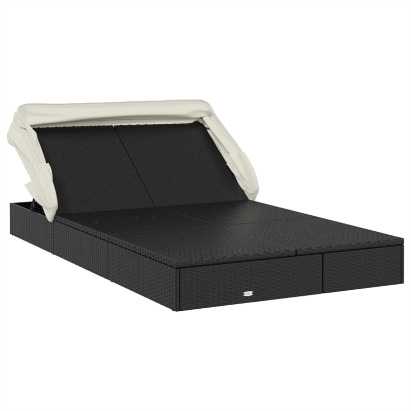 vidaXL PE Rattan Double Sun Lounger in Black