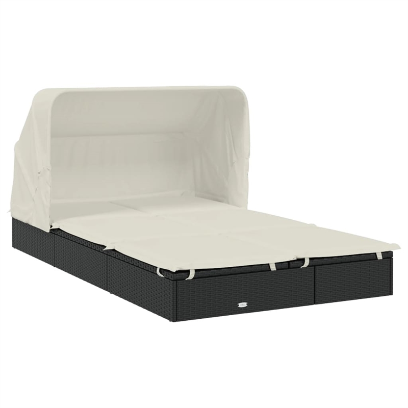 vidaXL PE Rattan Double Sun Lounger in Black