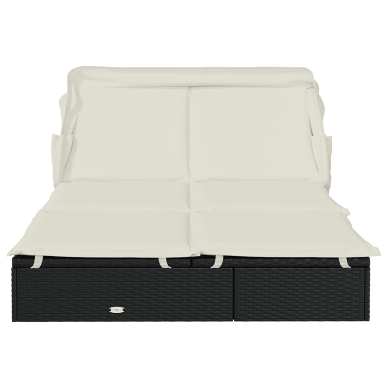 vidaXL PE Rattan Double Sun Lounger in Black
