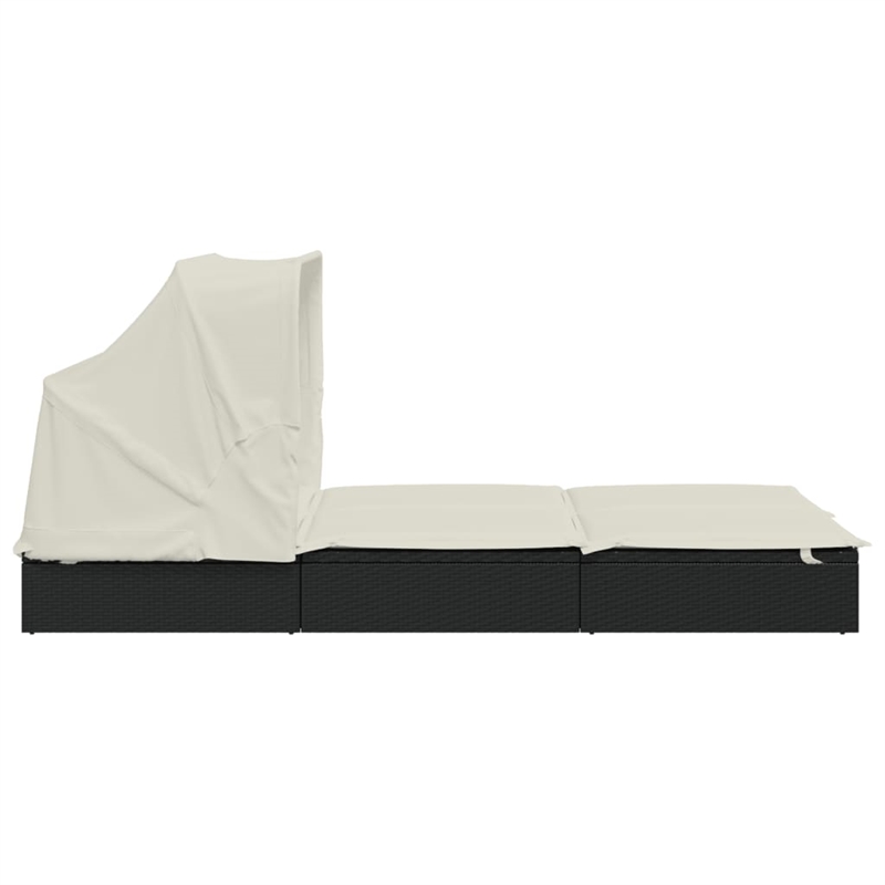vidaXL PE Rattan Double Sun Lounger in Black