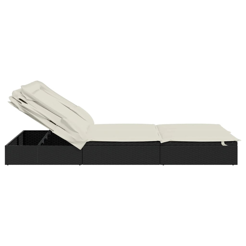 vidaXL PE Rattan Double Sun Lounger in Black