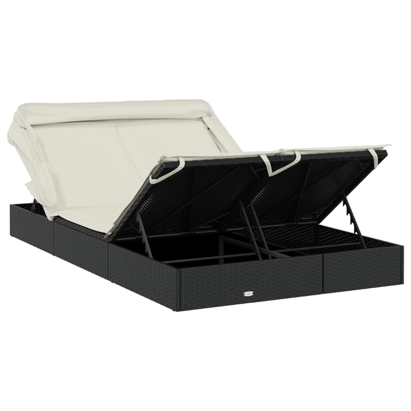 vidaXL PE Rattan Double Sun Lounger in Black