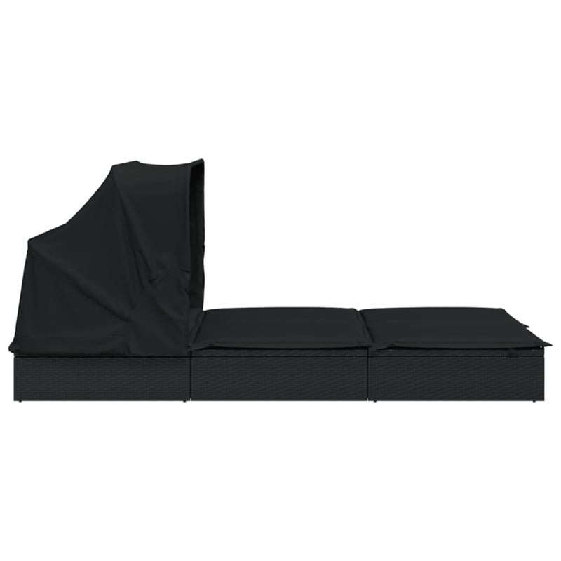 vidaXL Sun Lounger in Black