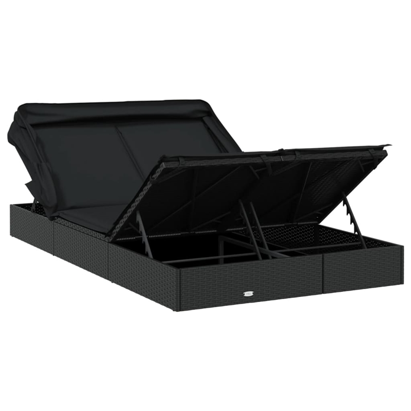 vidaXL Sun Lounger in Black