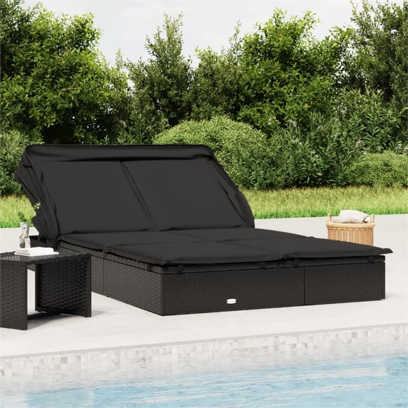 vidaXL Sun Lounger in Black