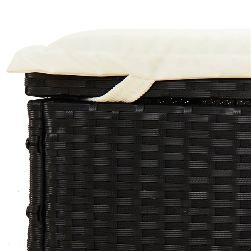 vidaXL PE Rattan Double Sun Lounger in Black/Cream