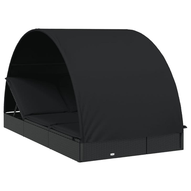 vidaXL PE Rattan Sun Lounger in Black