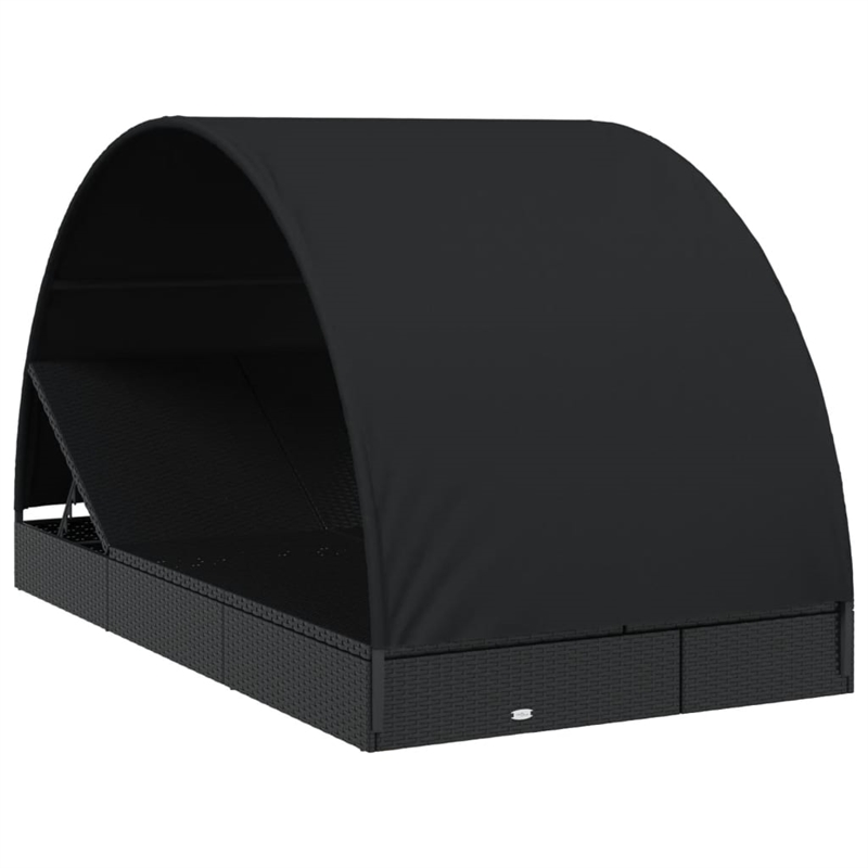 vidaXL PE Rattan Sun Lounger in Black