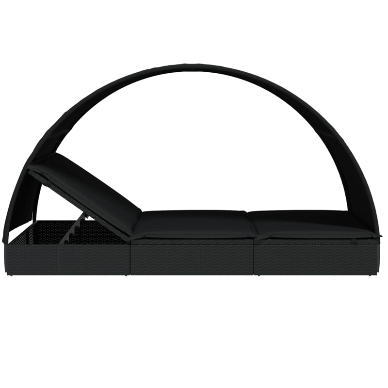 vidaXL PE Rattan Sun Lounger in Black
