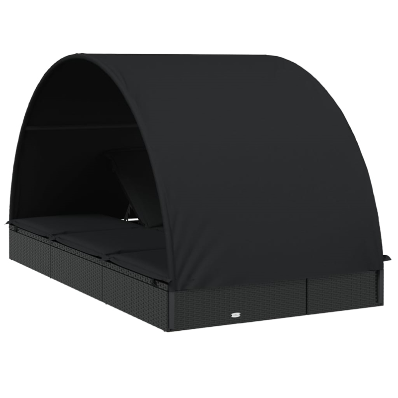 vidaXL PE Rattan Sun Lounger in Black