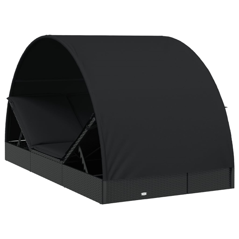 vidaXL PE Rattan Sun Lounger in Black