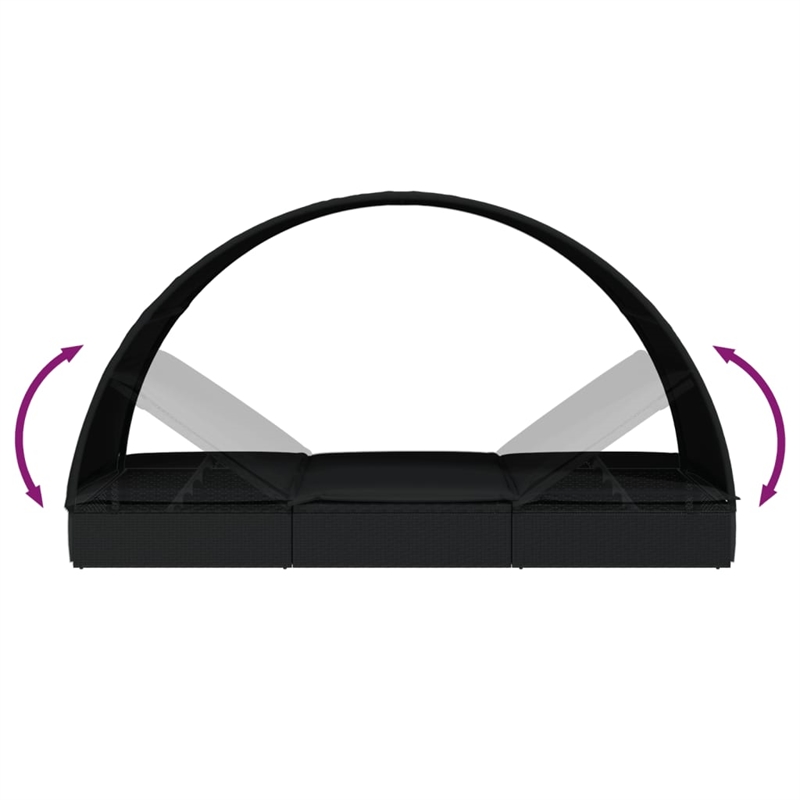 vidaXL PE Rattan Sun Lounger in Black