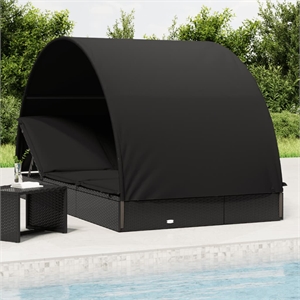 vidaXL PE Rattan Sun Lounger in Black