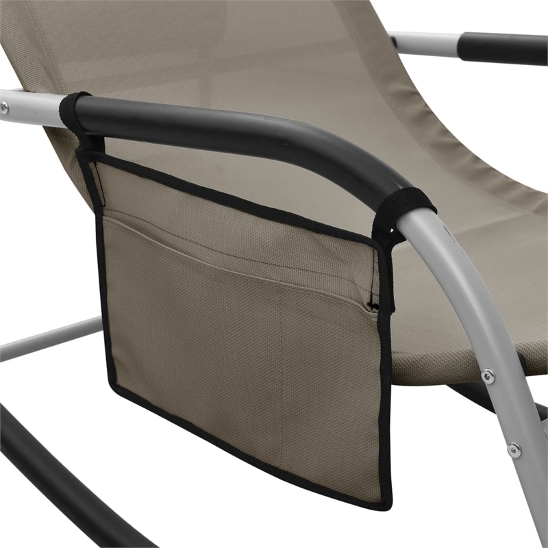 vidaXL Textilene Sun Lounger in Taupe and Gray (Set of 2)