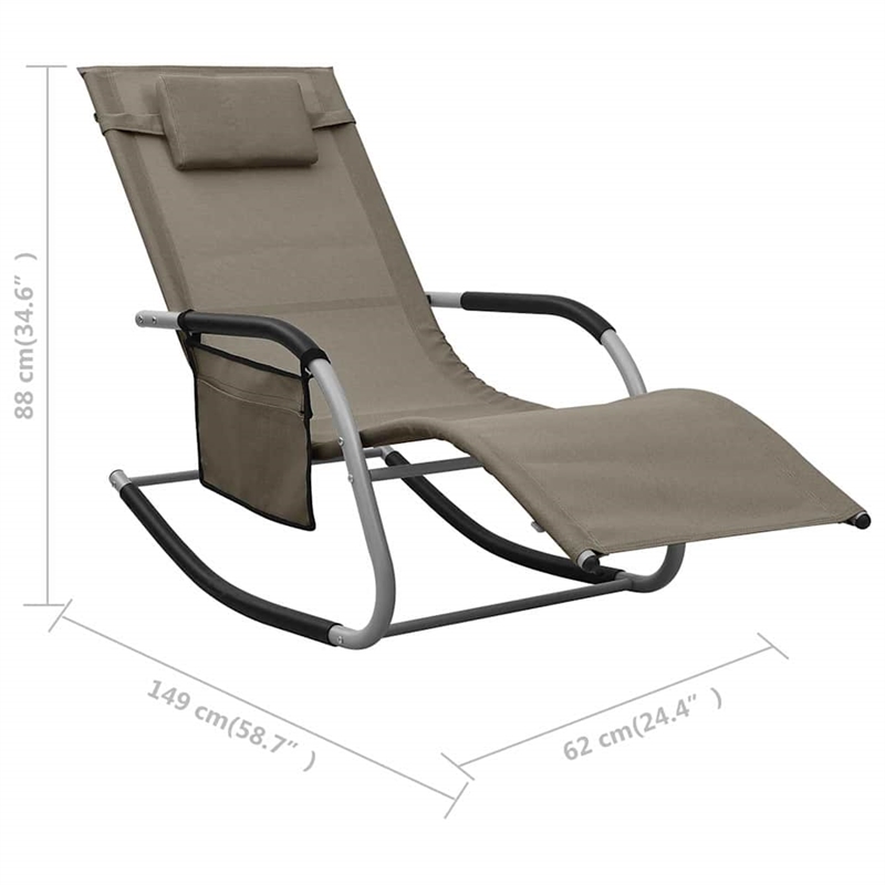 vidaXL Textilene Sun Lounger in Taupe and Gray (Set of 2)