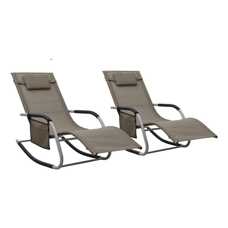 vidaXL Textilene Sun Lounger in Taupe and Gray (Set of 2)