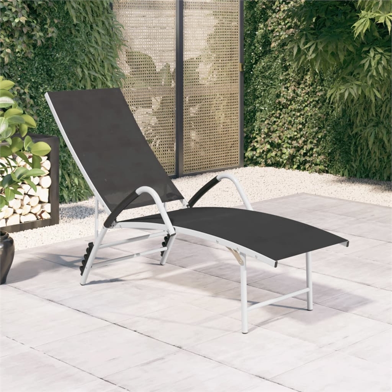 vidaXL Aluminum Sun Lounger in Black