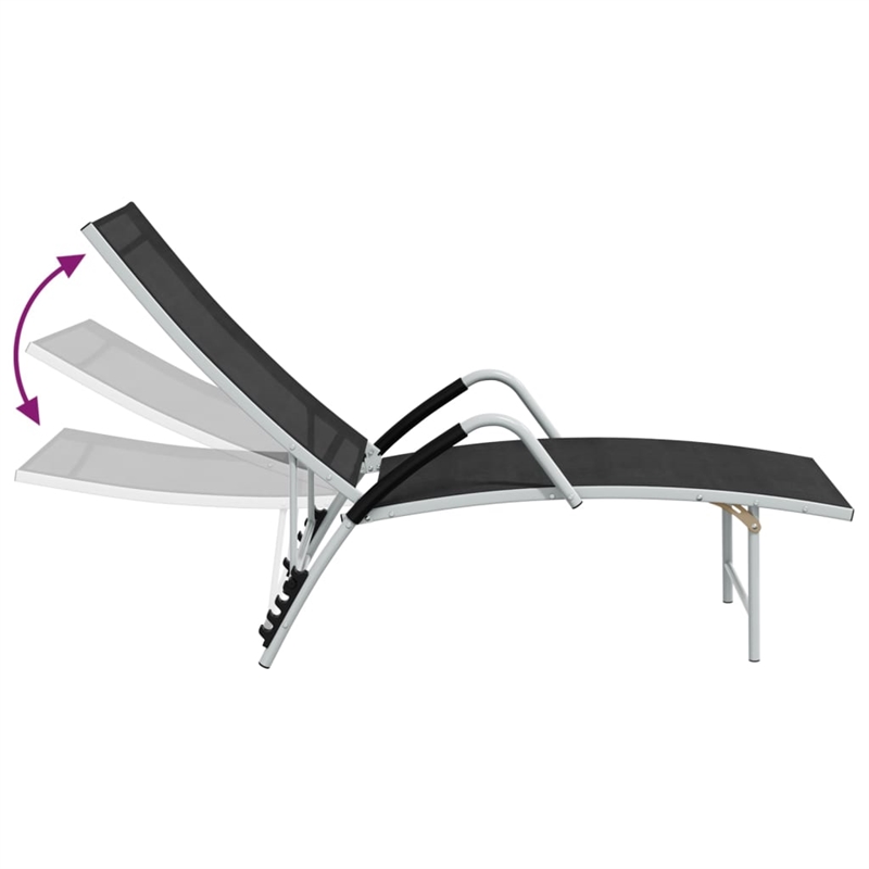 vidaXL Aluminum Sun Lounger in Black