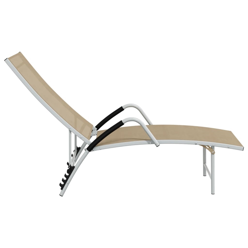 vidaXL Aluminum Adjustable Armrests Sun Lounger and Table in Cream