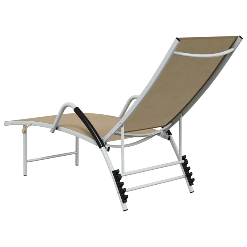 vidaXL Aluminum Adjustable Armrests Sun Lounger and Table in Cream