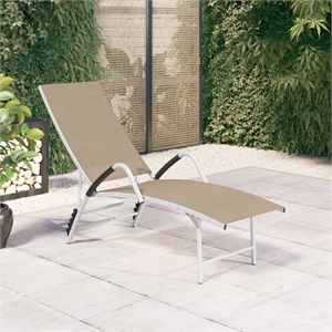 vidaXL Aluminum Adjustable Armrests Sun Lounger and Table in Cream