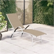 vidaXL Aluminum Adjustable Armrests Sun Lounger and Table in Cream