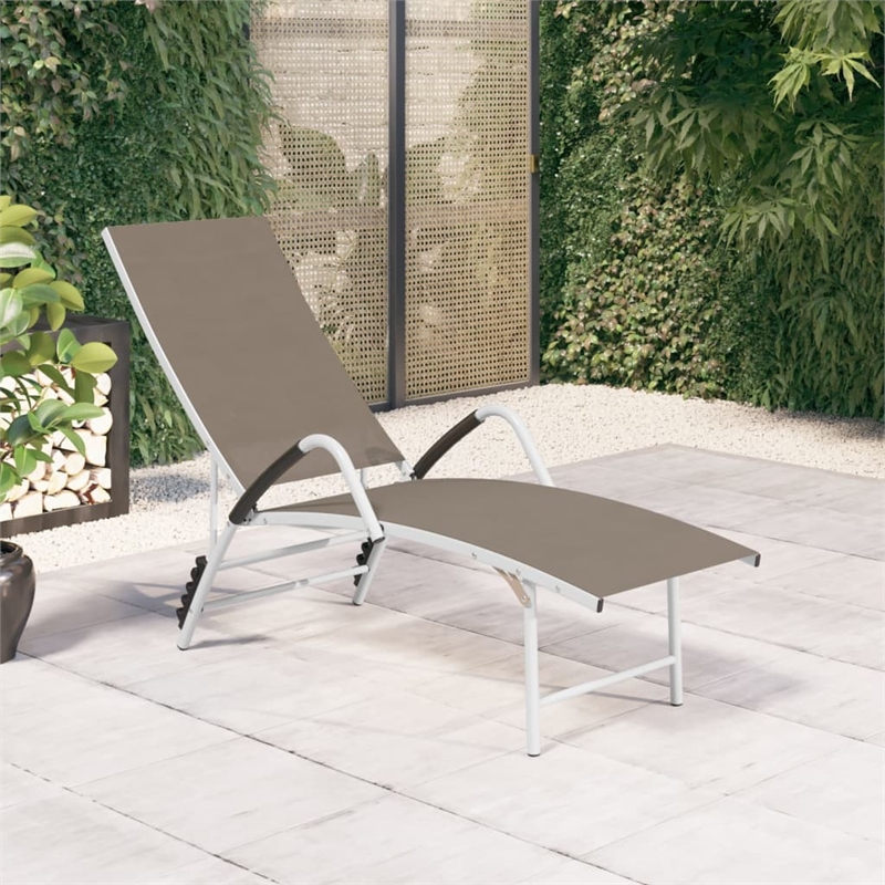 vidaXL Aluminum Sun Lounger in Taupe