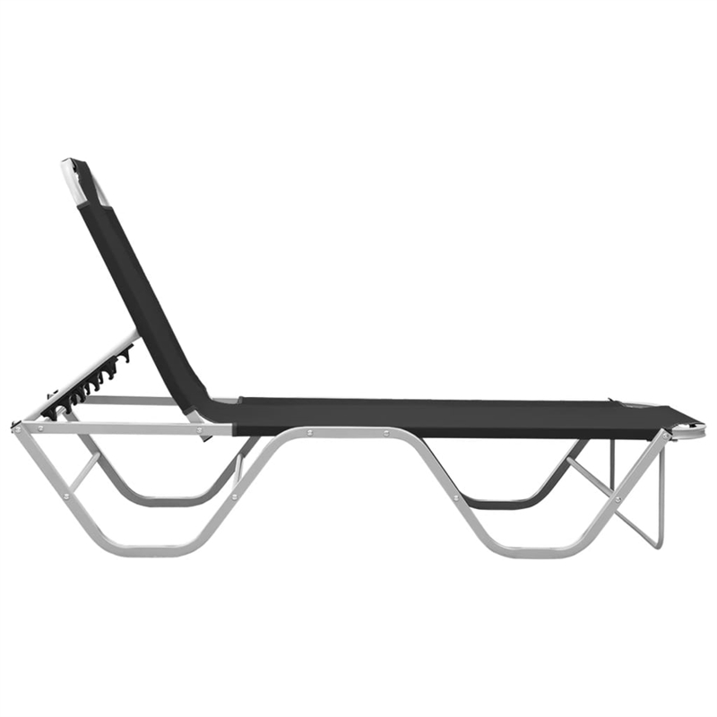 vidaXL Textilene and Aluminum Sun Lounger in Black/Silver