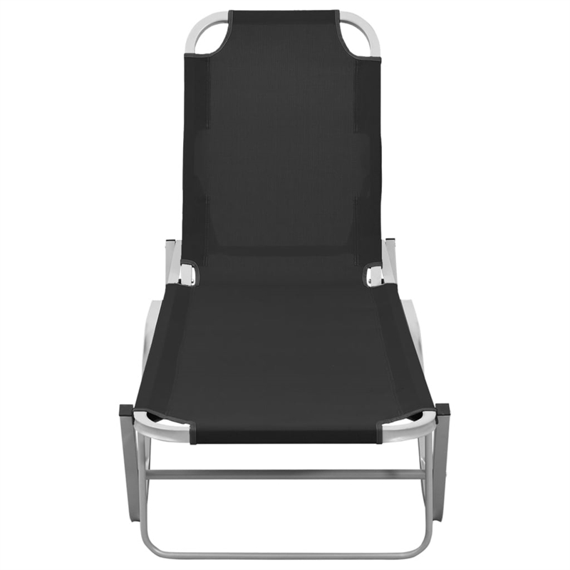 vidaXL Textilene and Aluminum Sun Lounger in Black/Silver