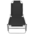 vidaXL Textilene and Aluminum Sun Lounger in Black/Silver