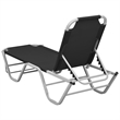 vidaXL Textilene and Aluminum Sun Lounger in Black/Silver