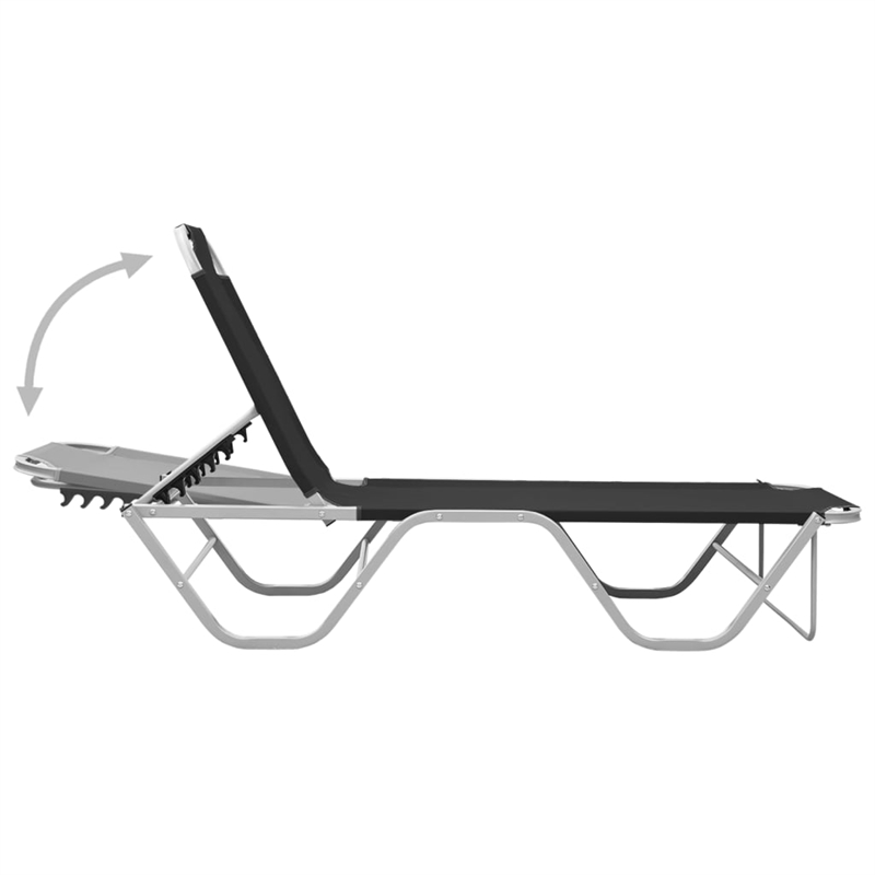 vidaXL Textilene and Aluminum Sun Lounger in Black/Silver