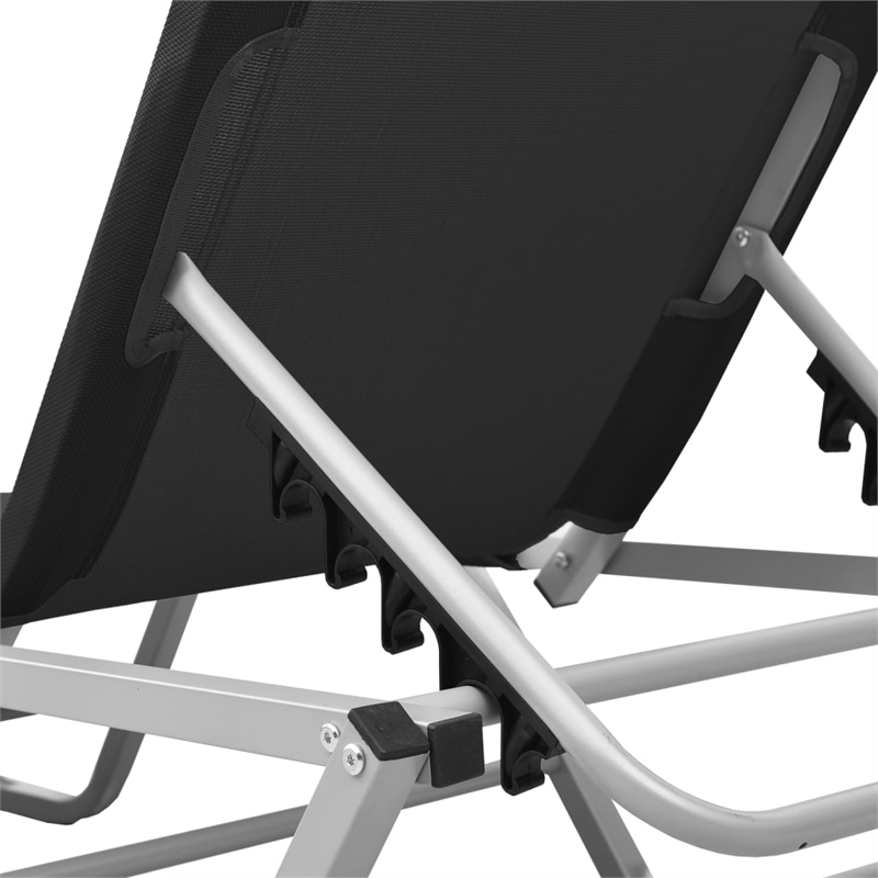 vidaXL Textilene and Aluminum Sun Lounger in Black/Silver