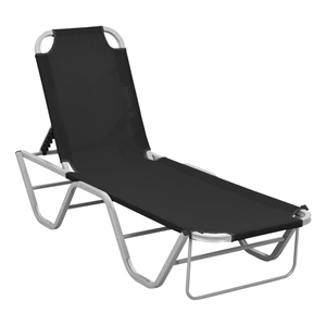 vidaXL Textilene and Aluminum Sun Lounger in Black/Silver