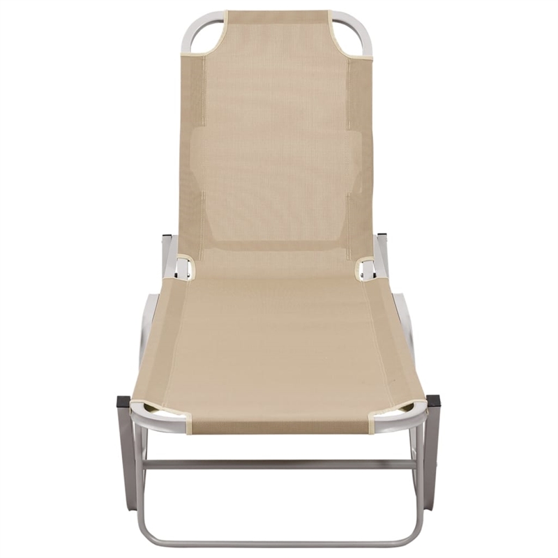 vidaXL Aluminum Sun Lounger in Cream/Silver