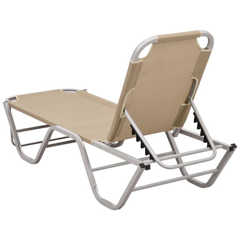 vidaXL Aluminum Sun Lounger in Cream/Silver